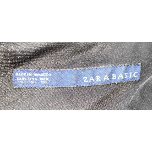 ZARA Black Chiffon Fit Flare A Line Dress Wrap Surplice Neckline Lined Size S - Picture 4 of 4